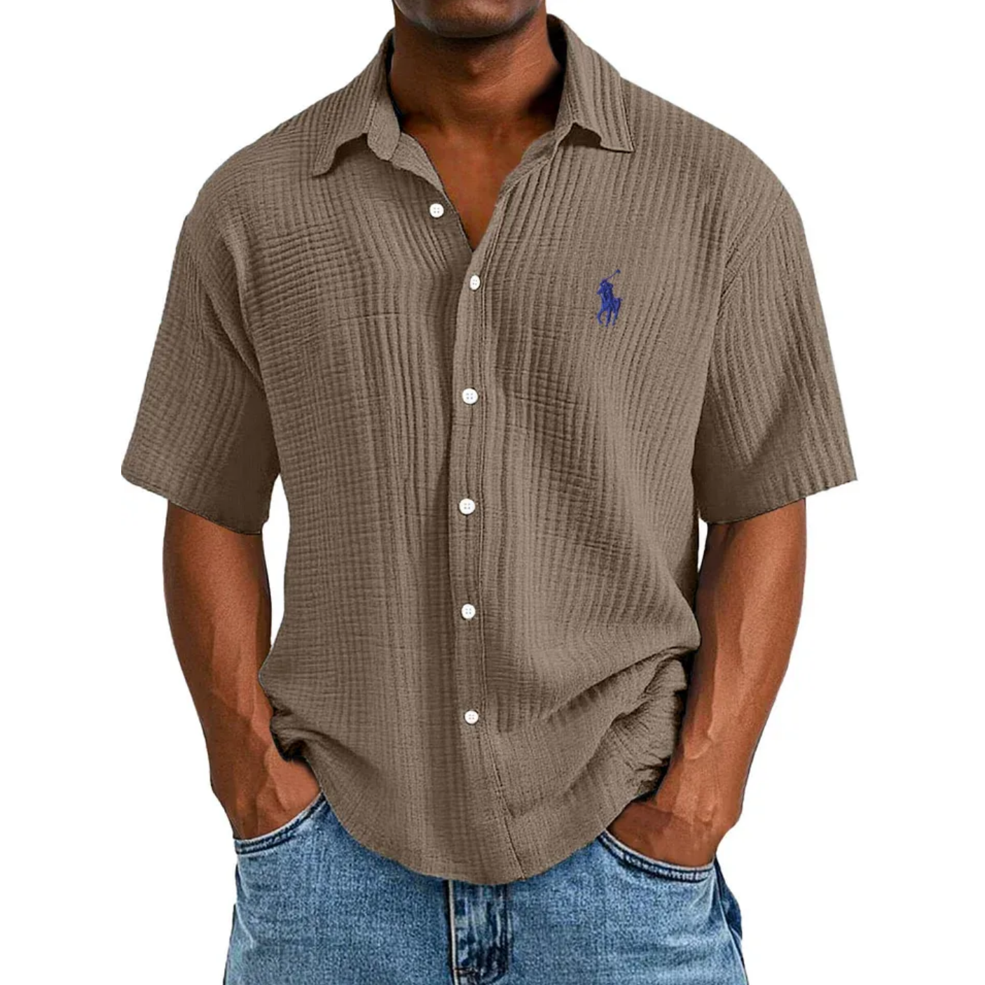 🔥Ofertas especiales de año nuevo 2026: camisa de manga corta informal, holgada y cómoda con textura para hombre