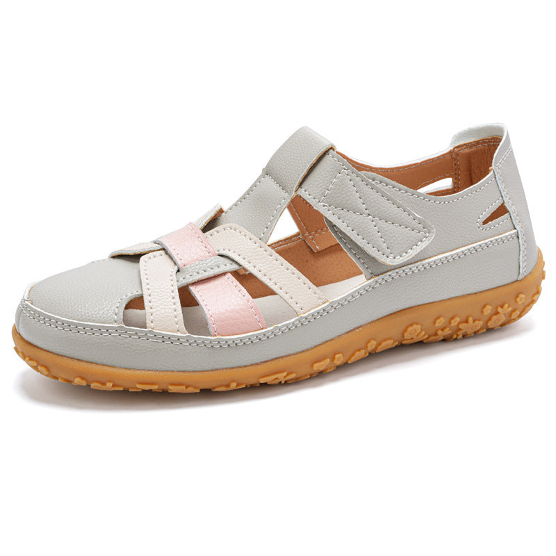 Sandalias ortopédicas de cuero estilo retro para mujer