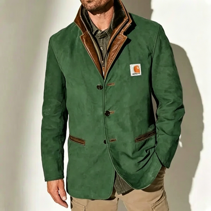🔥Chaqueta de hombre con detalles de cuero: clásica, cálida y versátil