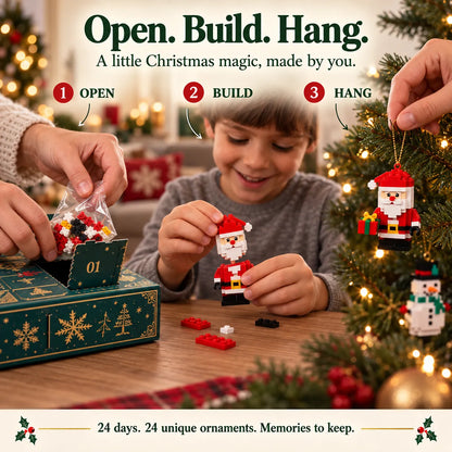 ⏳ Último día: 49 % de descuento – 🎄 Mini calendario de Adviento de 24 días con adornos navideños para armar | 24 adornos festivos únicos para construir, colgar y conservar 🧱