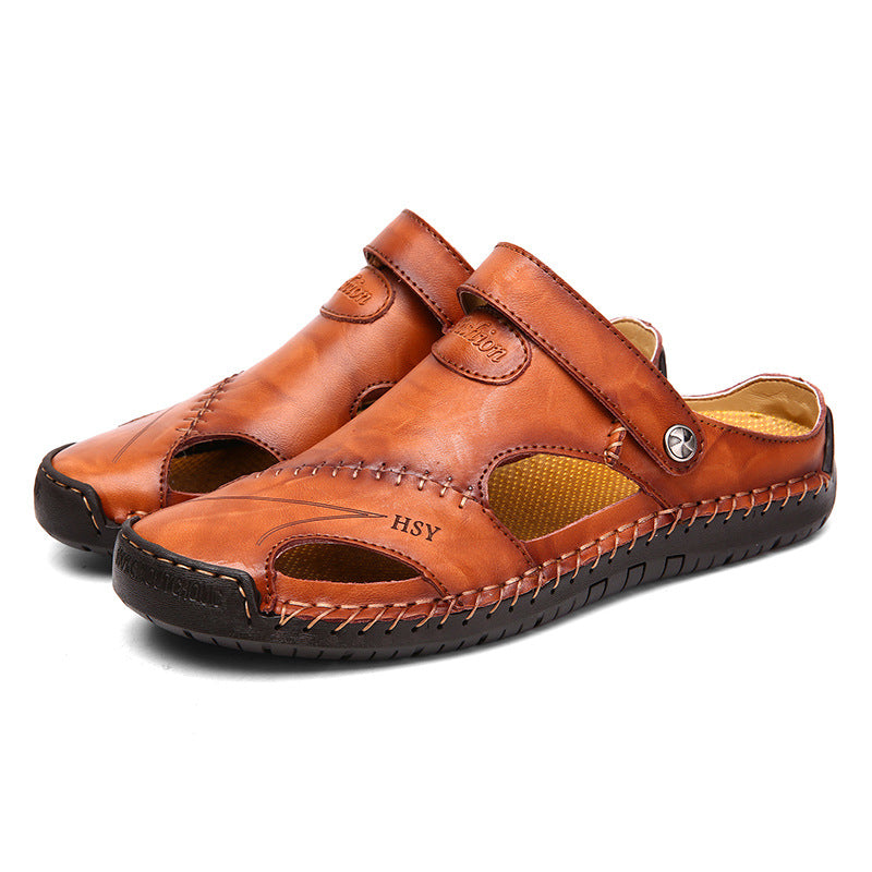 🔥VENTA FINAL🎁--60% DE DESCUENTO 🎉 Sandalias de cuero casuales, transpirables y hechas a mano para hombre