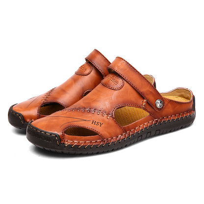 🔥VENTA FINAL🎁--60% DE DESCUENTO 🎉 Sandalias de cuero casuales, transpirables y hechas a mano para hombre