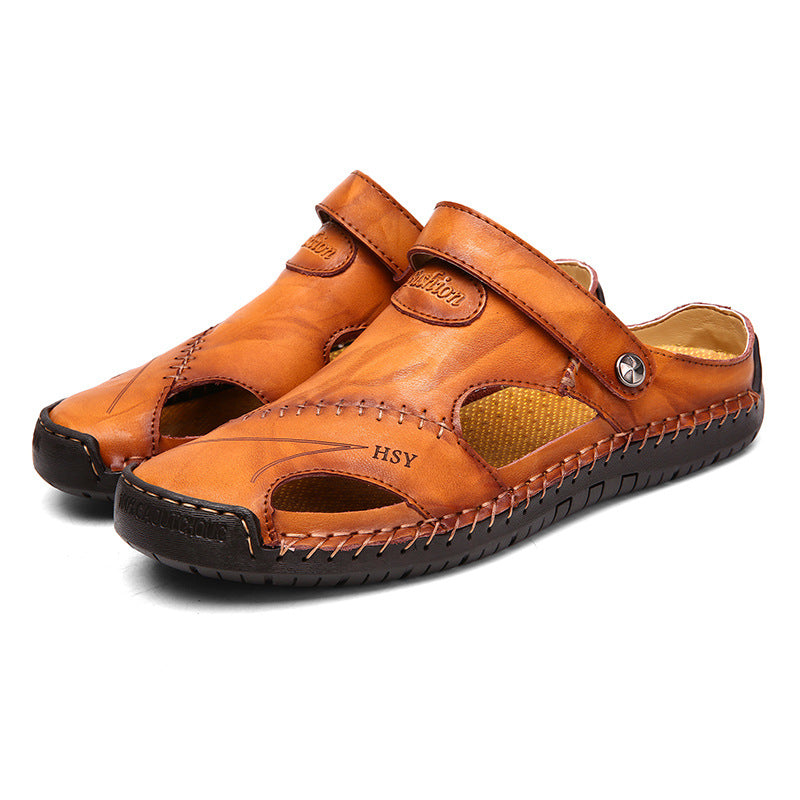 🔥VENTA FINAL🎁--60% DE DESCUENTO 🎉 Sandalias de cuero casuales, transpirables y hechas a mano para hombre