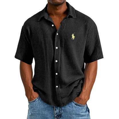 🔥Ofertas especiales de año nuevo 2026: camisa de manga corta informal, holgada y cómoda con textura para hombre