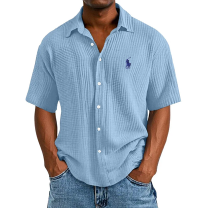 🔥Ofertas especiales de año nuevo 2026: camisa de manga corta informal, holgada y cómoda con textura para hombre