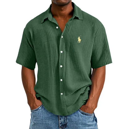 🔥Ofertas especiales de año nuevo 2026: camisa de manga corta informal, holgada y cómoda con textura para hombre