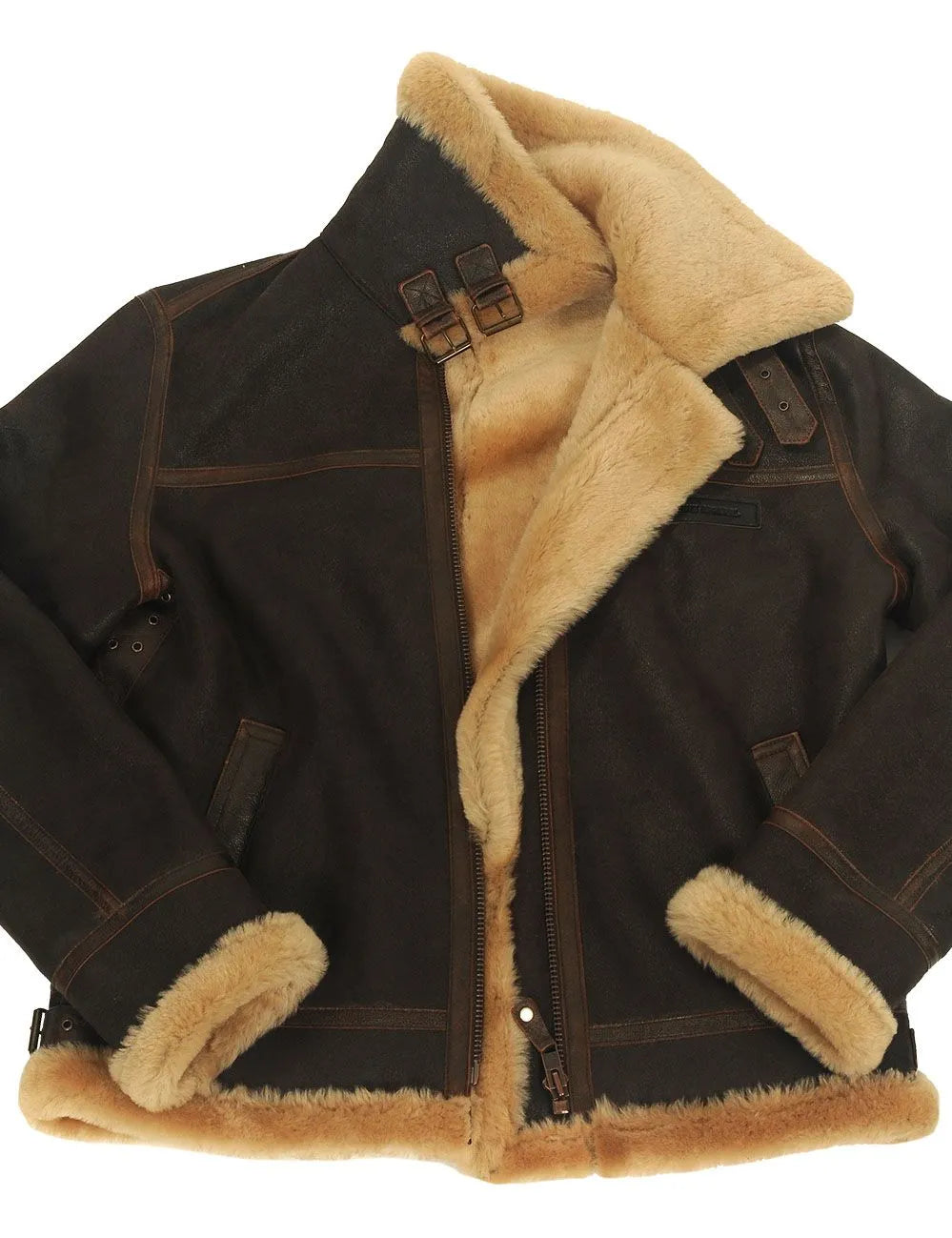🔥Ofertas de Año Nuevo 2026 - ¡Último día de descuento! Chaqueta bomber de piel de oveja B-3