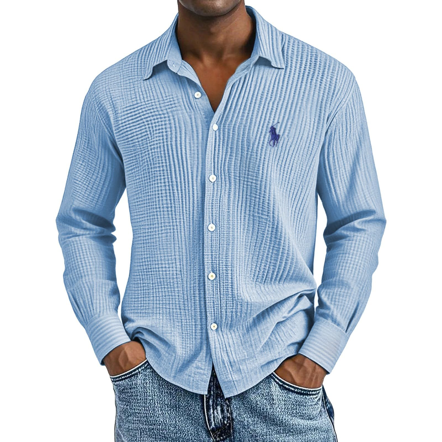 🔥🔥Ofertas especiales de año nuevo 2026: Camisas largas de algodón texturizado, informales, holgadas y cómodas para hombre