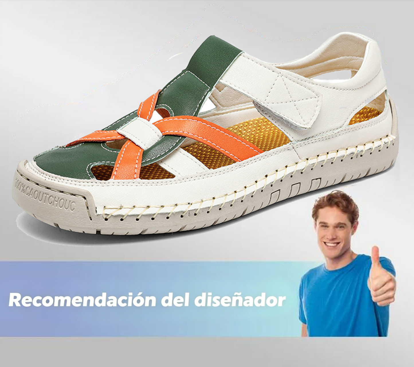 🔥Oferta de verano🔥 Sandalias unisex de piel con cierre de velcro – Calzado informal y playero transpirable para el verano