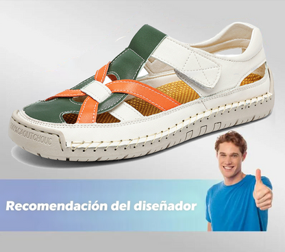 🔥Oferta de verano🔥 Sandalias unisex de piel con cierre de velcro – Calzado informal y playero transpirable para el verano