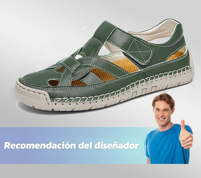 🔥Oferta de verano🔥 Sandalias unisex de piel con cierre de velcro – Calzado informal y playero transpirable para el verano