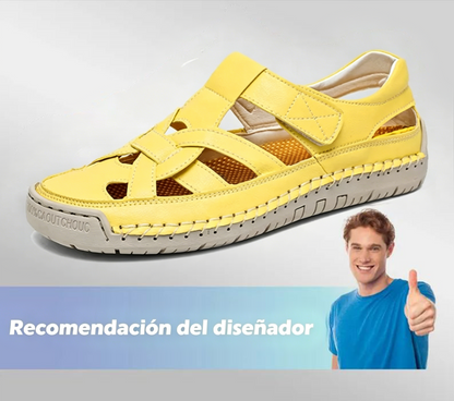 🔥Oferta de verano🔥 Sandalias unisex de piel con cierre de velcro – Calzado informal y playero transpirable para el verano