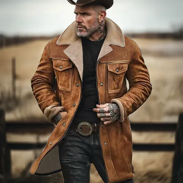 🔥Ofertas especiales de año nuevo 2026-Chaqueta de exterior vintage para hombre con forro polar de ante