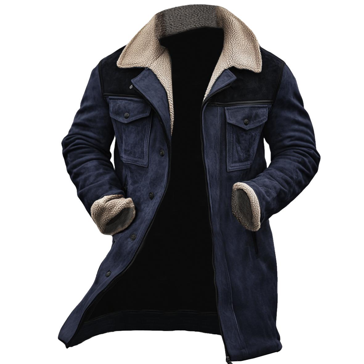 🔥Ofertas especiales de año nuevo 2026-Chaqueta de exterior vintage para hombre con forro polar de ante