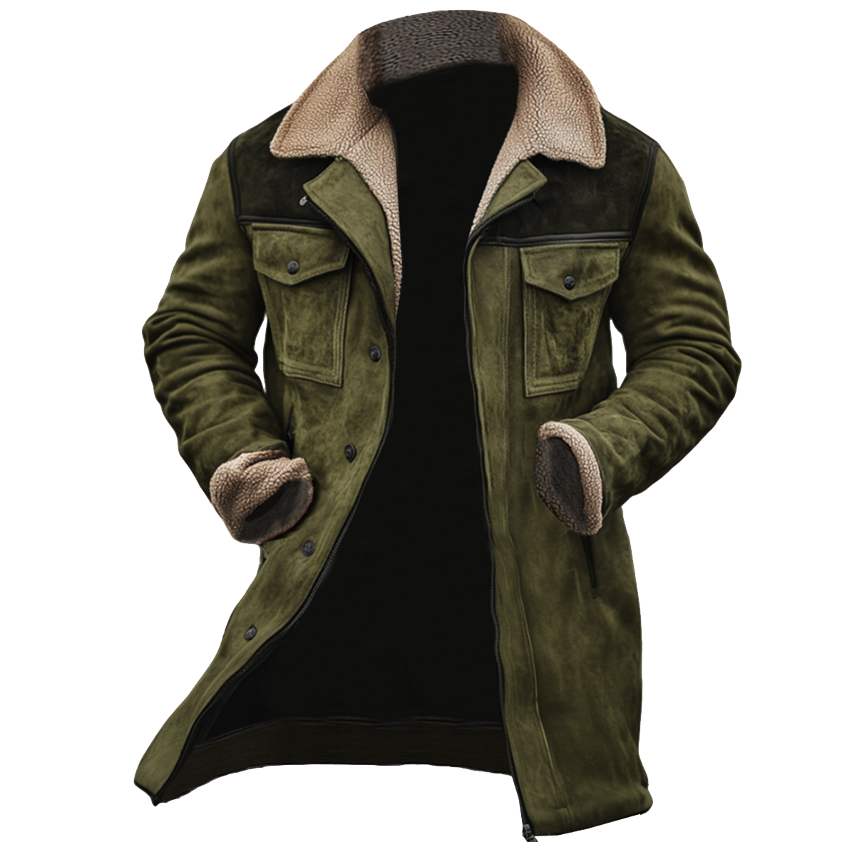🔥Ofertas especiales de año nuevo 2026-Chaqueta de exterior vintage para hombre con forro polar de ante