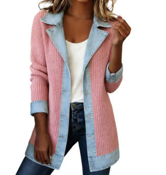 【🎉Oferta por tiempo limitado: 49% de descuento】Elegante cárdigan en una mezcla de tela vaquera y punto
