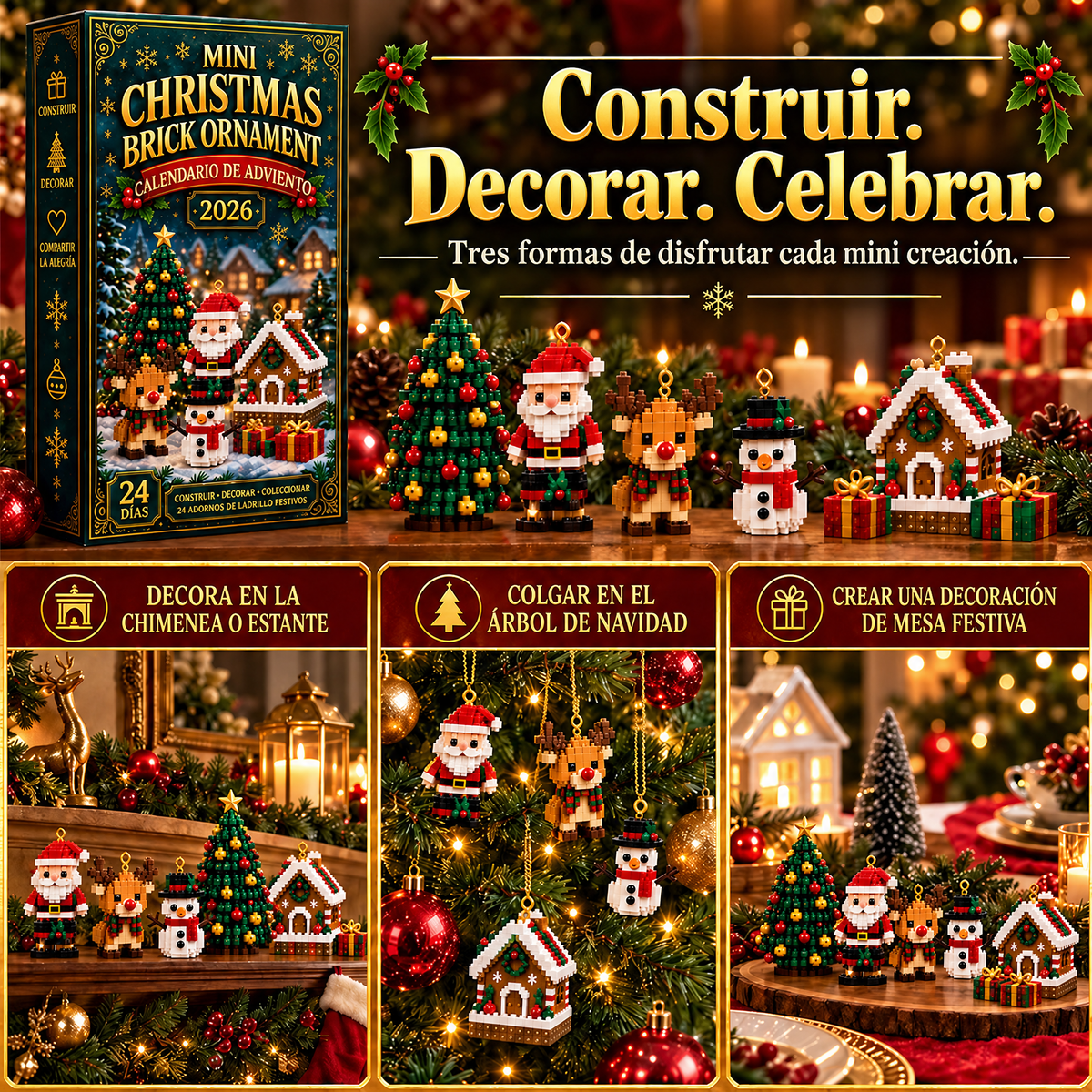 ⏳ Último día para ahorrar un 49 % – 🎄 Calendario de Adviento con mini adornos navideños | 24 sets de construcción festivos y únicos con colgadores; perfectos para decorar árboles de Navidad, coronas y otros adornos festivos 🧱