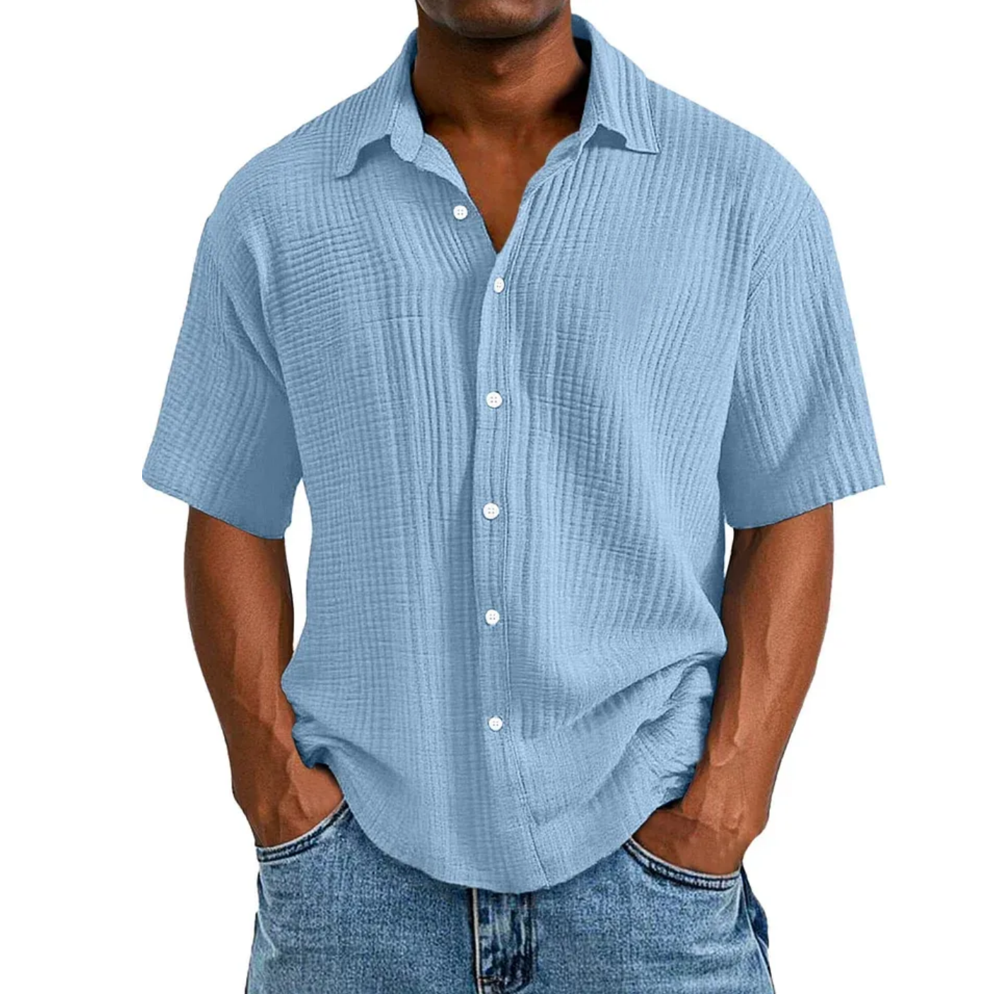 🔥Ofertas especiales de año nuevo 2026: camisa de manga corta informal, holgada y cómoda con textura para hombre