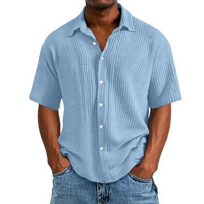 🔥Ofertas especiales de año nuevo 2026: camisa de manga corta informal, holgada y cómoda con textura para hombre