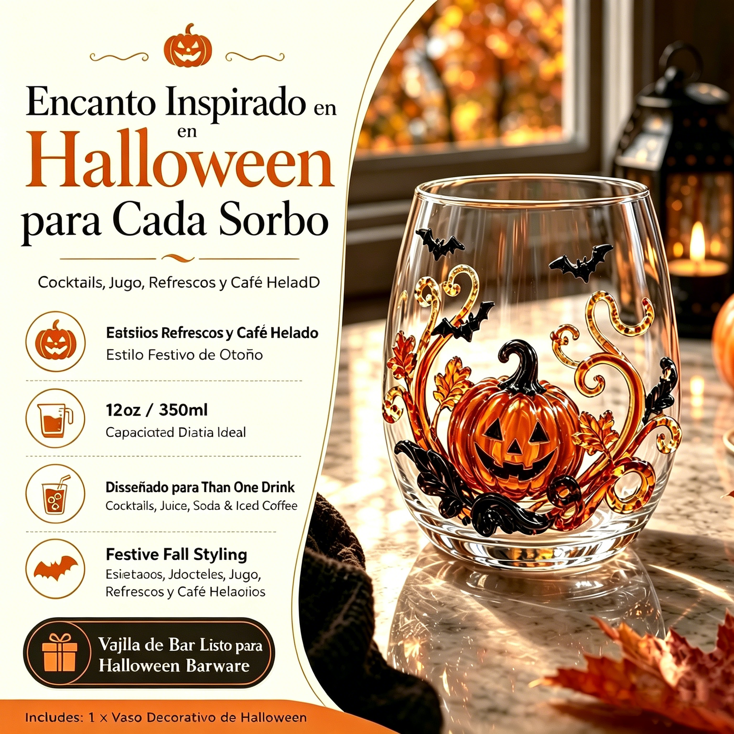 🎃 Colección de cristalería de Halloween en 3D