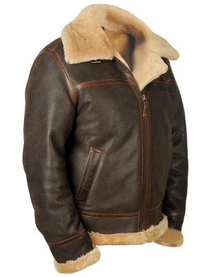 🔥Ofertas de Año Nuevo 2026 - ¡Último día de descuento! Chaqueta bomber de piel de oveja B-3