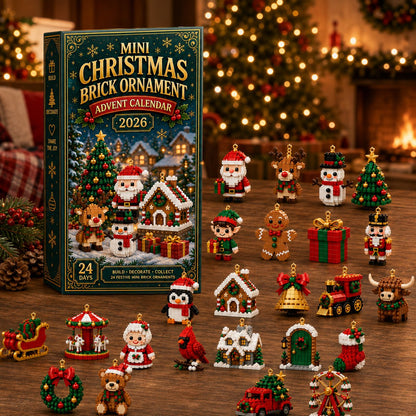 ⏳ Último día para ahorrar un 49 % – 🎄 Calendario de Adviento con mini adornos navideños | 24 sets de construcción festivos y únicos con colgadores; perfectos para decorar árboles de Navidad, coronas y otros adornos festivos 🧱