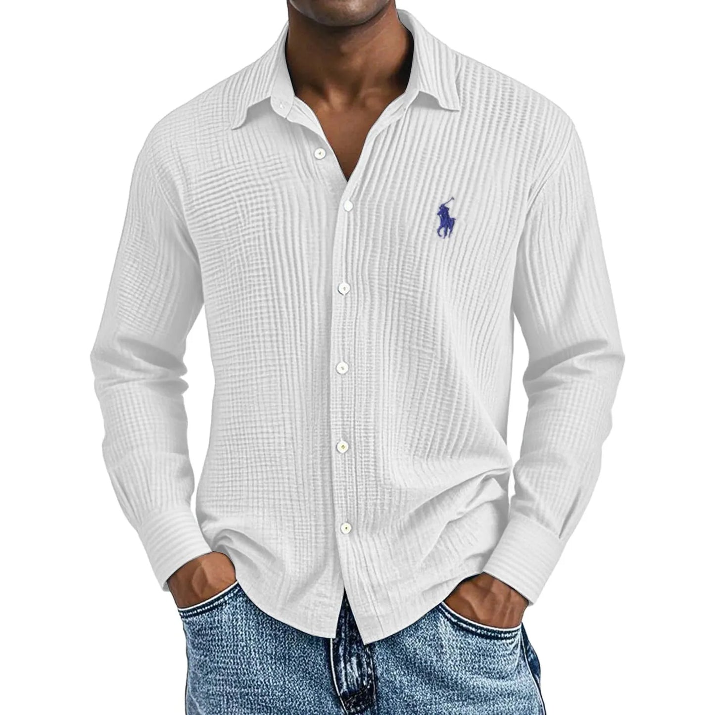 🔥🔥Ofertas especiales de año nuevo 2026: Camisas largas de algodón texturizado, informales, holgadas y cómodas para hombre