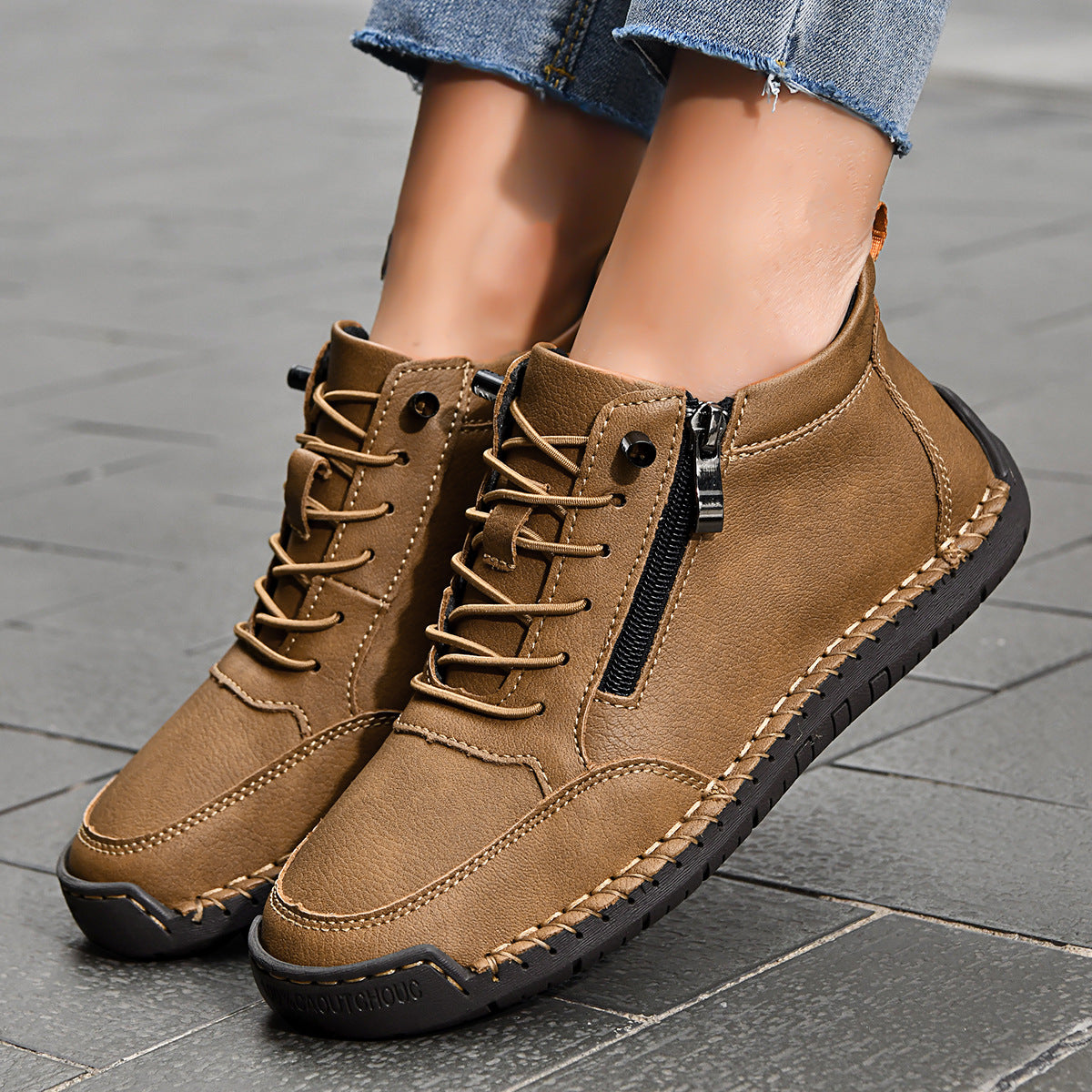 ⏰ÚLTIMO DÍA - 70% DE DESCUENTO🛒 Botas casuales de cuero para hombre: calzado cómodo para exteriores, ideal para el uso diario y para conducir
