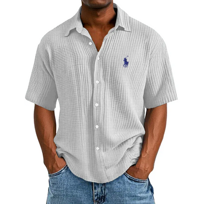 🔥Ofertas especiales de año nuevo 2026: camisa de manga corta informal, holgada y cómoda con textura para hombre