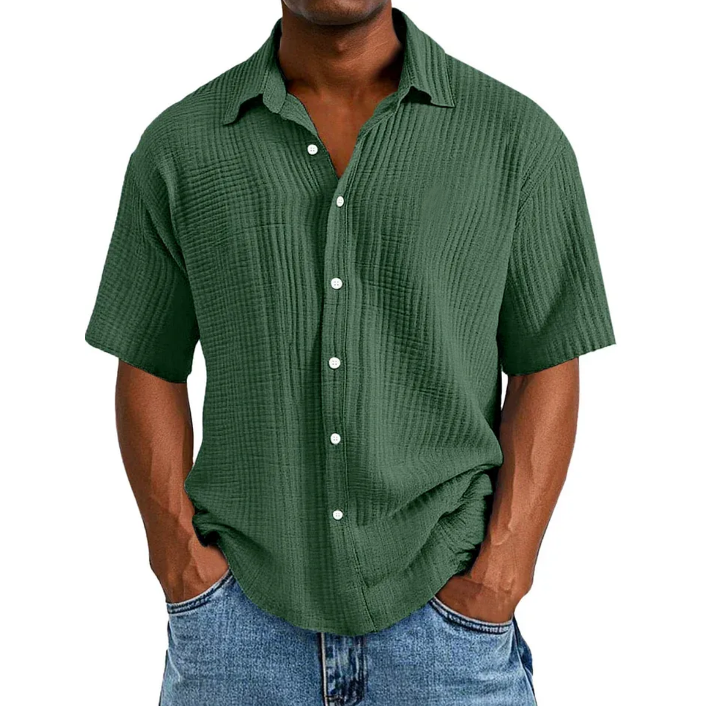 🔥Ofertas especiales de año nuevo 2026: camisa de manga corta informal, holgada y cómoda con textura para hombre