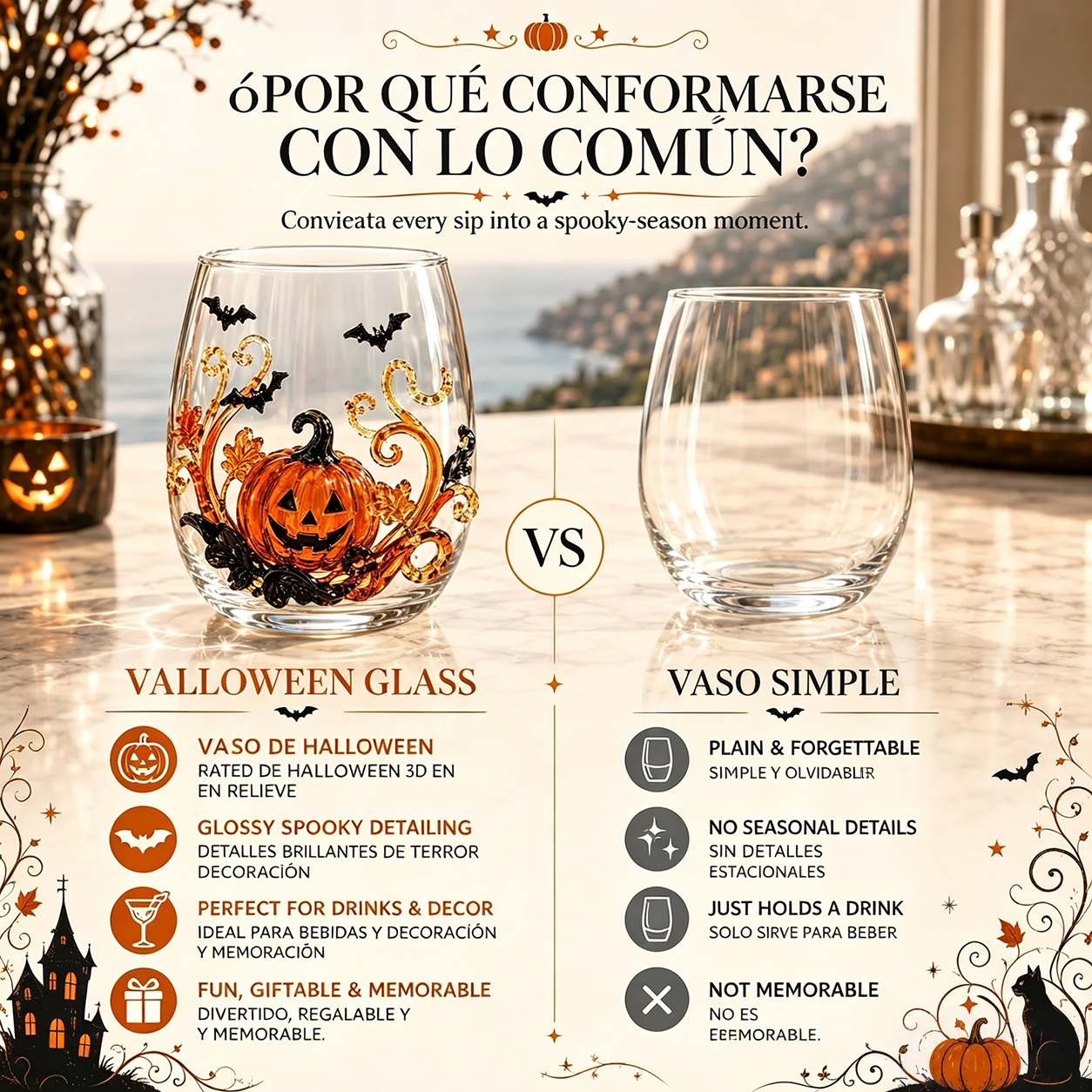 🎃 Colección de cristalería de Halloween en 3D