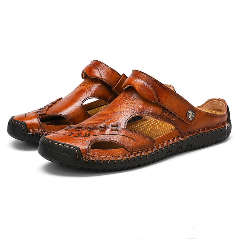 🔥VENTA FINAL🎁--60% DE DESCUENTO 🎉 Sandalias de cuero casuales, transpirables y hechas a mano para hombre