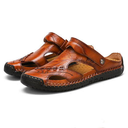 🔥VENTA FINAL🎁--60% DE DESCUENTO 🎉 Sandalias de cuero casuales, transpirables y hechas a mano para hombre