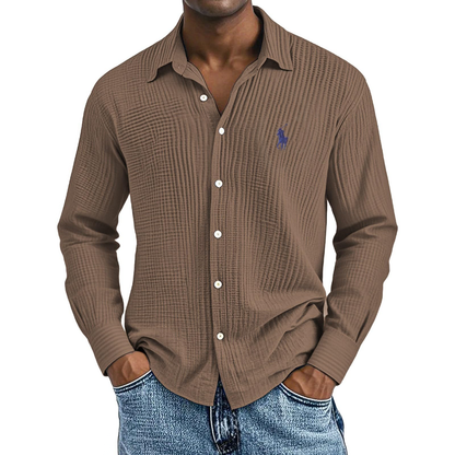 🔥🔥Ofertas especiales de año nuevo 2026: Camisas largas de algodón texturizado, informales, holgadas y cómodas para hombre