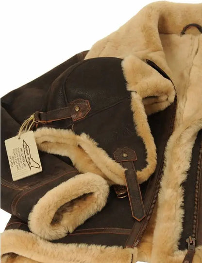 🔥Ofertas de Año Nuevo 2026 - ¡Último día de descuento! Chaqueta bomber de piel de oveja B-3