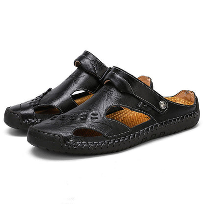 🔥VENTA FINAL🎁--60% DE DESCUENTO 🎉 Sandalias de cuero casuales, transpirables y hechas a mano para hombre