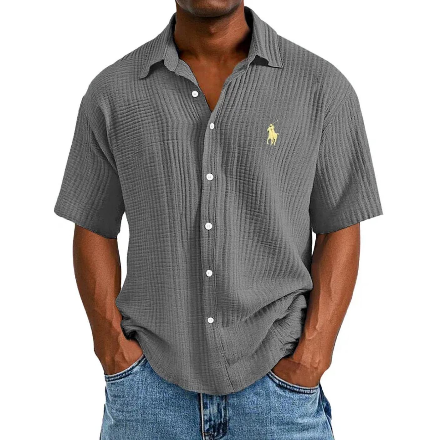 🔥Ofertas especiales de año nuevo 2026: camisa de manga corta informal, holgada y cómoda con textura para hombre