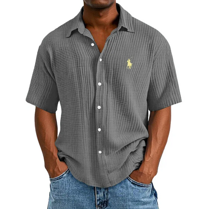 🔥Ofertas especiales de año nuevo 2026: camisa de manga corta informal, holgada y cómoda con textura para hombre