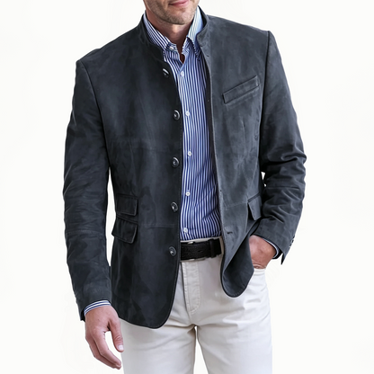 🔥Último día con 50% de descuento-  Chaqueta de cuero vintage de largo medio para hombre de la serie