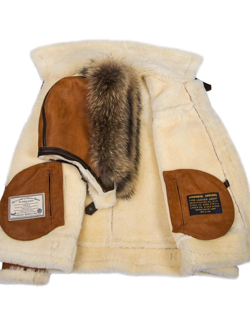 🔥Ofertas de Año Nuevo 2026 - Chaqueta de piel de oveja B-3 color whisky con capucha