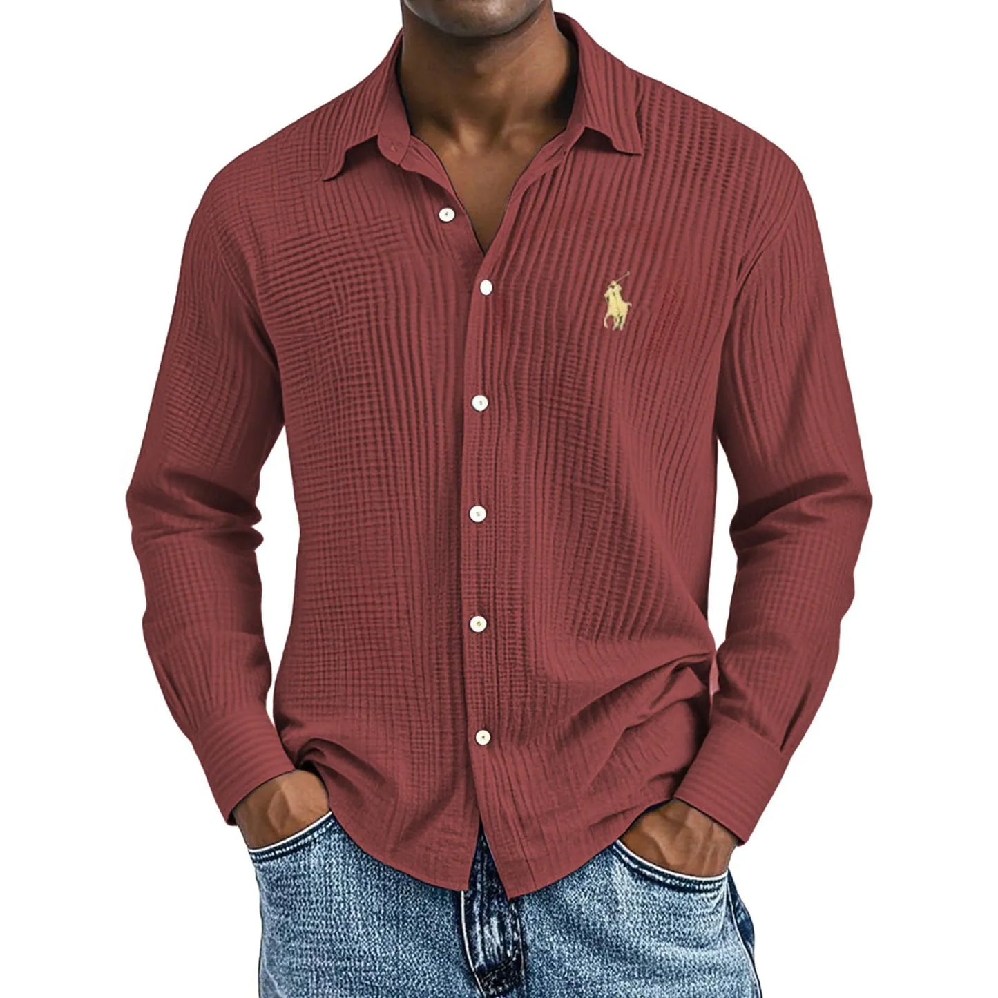 🔥🔥Ofertas especiales de año nuevo 2026: Camisas largas de algodón texturizado, informales, holgadas y cómodas para hombre