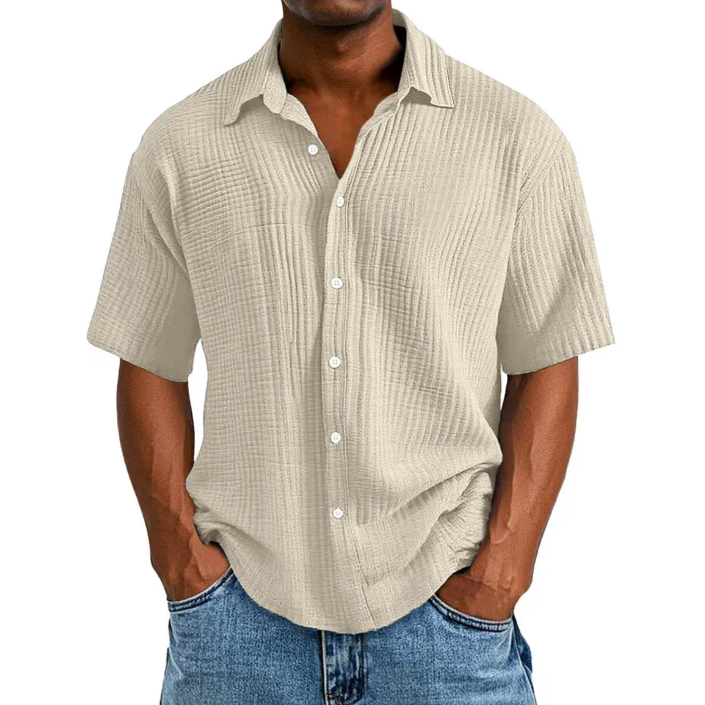 🔥Ofertas especiales de año nuevo 2026: camisa de manga corta informal, holgada y cómoda con textura para hombre