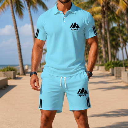 ⏰ Último día: ¡50% de descuento! 🔥 – Conjunto de verano para hombre con polo y pantalón corto