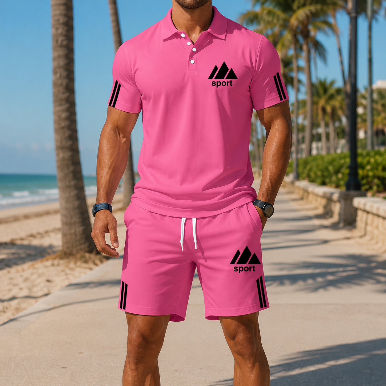 ⏰ Último día: ¡50% de descuento! 🔥 – Conjunto de verano para hombre con polo y pantalón corto