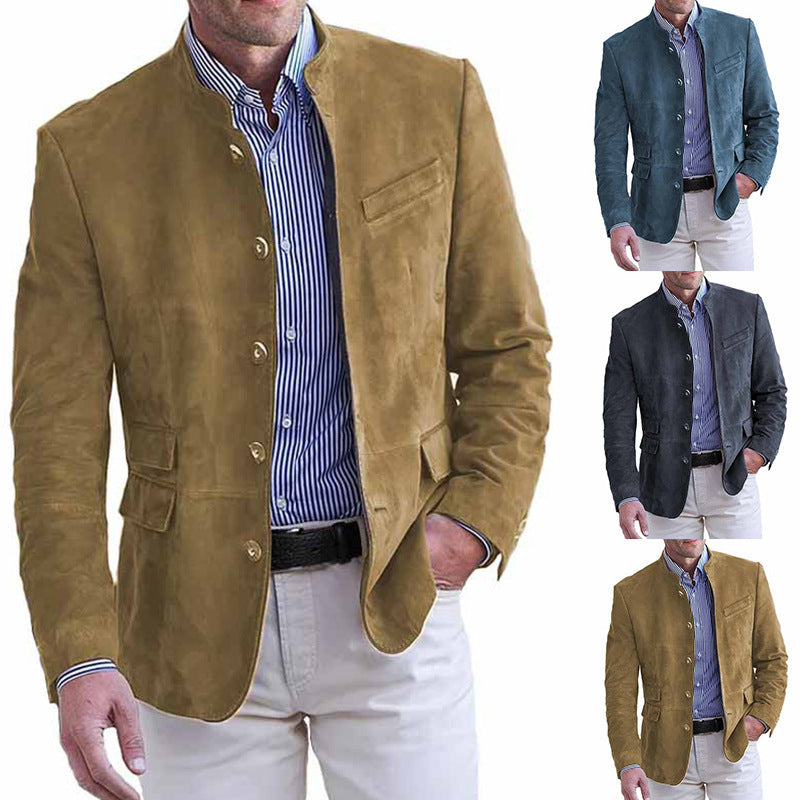 Chaqueta de cuero vintage de largo medio para hombre