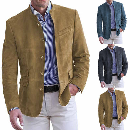 Chaqueta de cuero vintage de largo medio para hombre