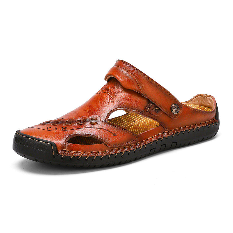 🔥VENTA FINAL🎁--60% DE DESCUENTO 🎉 Sandalias de cuero casuales, transpirables y hechas a mano para hombre