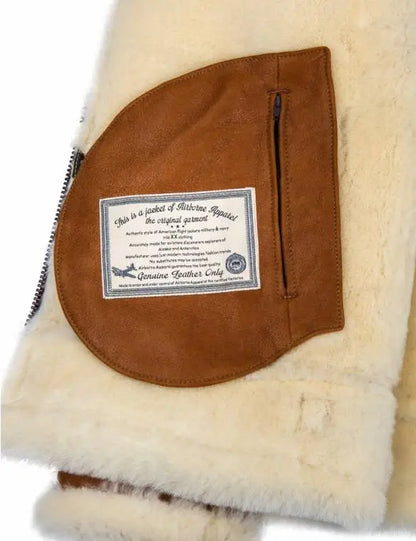 🔥Ofertas de Año Nuevo 2026 - Chaqueta de piel de oveja B-3 color whisky con capucha