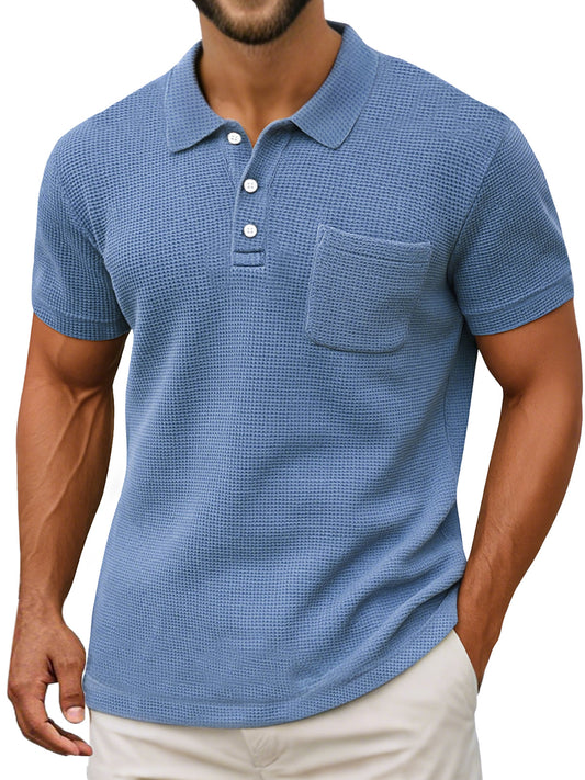 Polo ligero de tejido gofrado para hombre - transpirable, moderno y perfecto para el verano y el uso diario