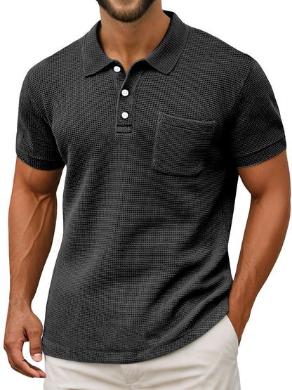Polo ligero de tejido gofrado para hombre - transpirable, moderno y perfecto para el verano y el uso diario